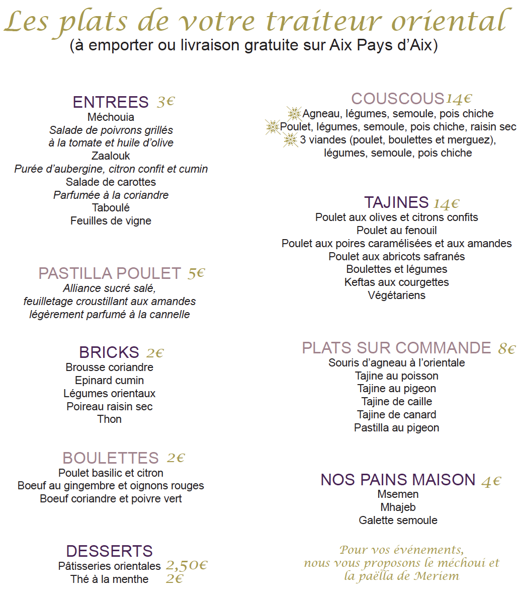 Les Commerces de la Bastide-Délice Oriental-Les plats Les Commerces de la Bastide-Délice Oriental-Les plats